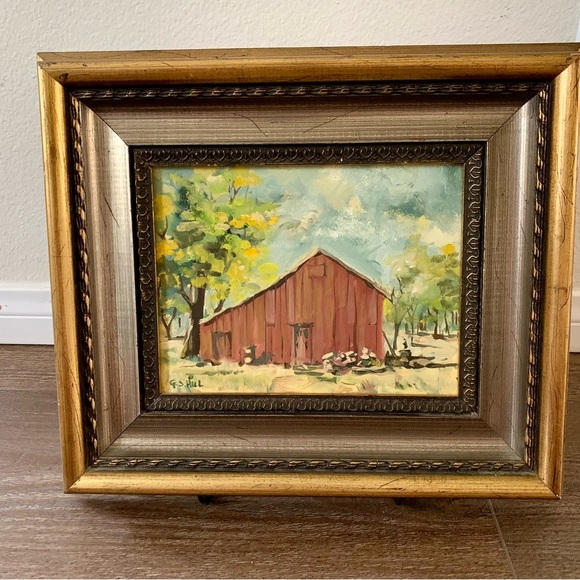 Vintage Red Barn Oil Painting 11/13” - Picture 13 of 13
